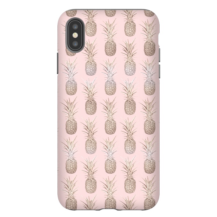 iPhone Xs Max StrongFit Golden and blush pineapples pattern by InovArts