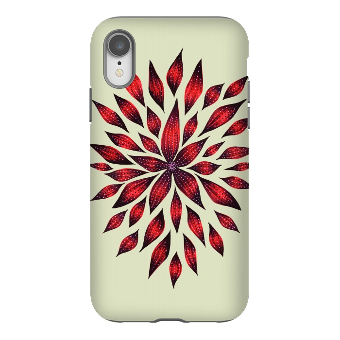 iPhone Xr StrongFit Hand Drawn Abstract Red Ink Doodle Flower by Boriana Giormova