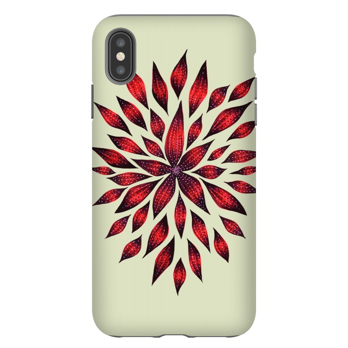 iPhone Xs Max StrongFit Hand Drawn Abstract Red Ink Doodle Flower by Boriana Giormova