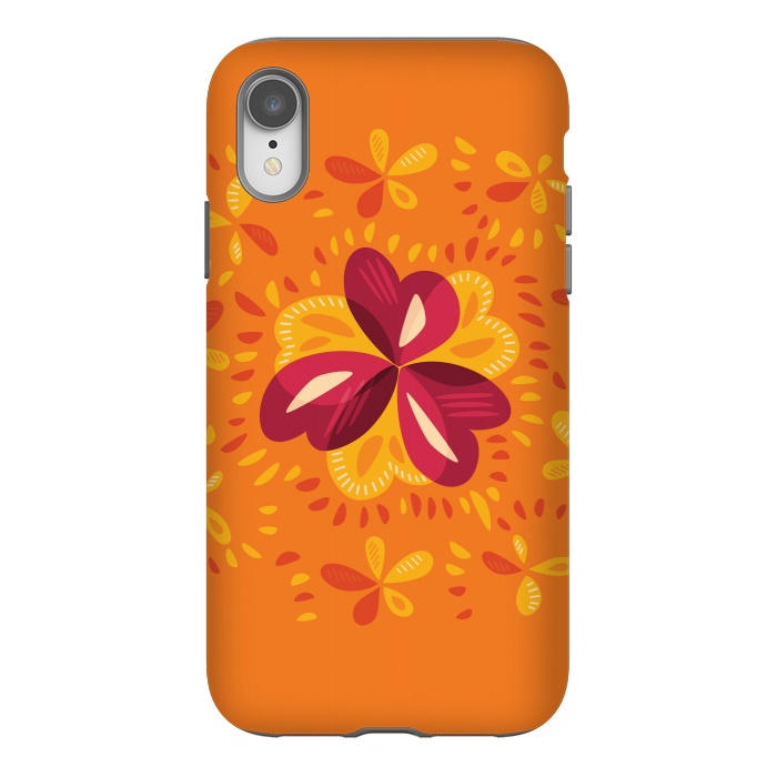 iPhone Xr StrongFit Abstract Clovers In Pink Yellow And Orange by Boriana Giormova