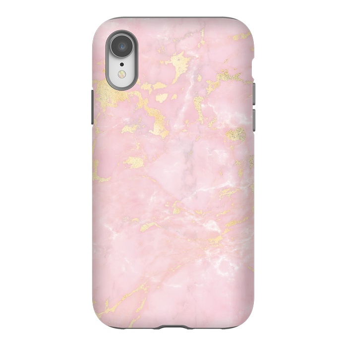 iPhone Xr StrongFit Metal Gold on Tender Pink Marble by  Utart