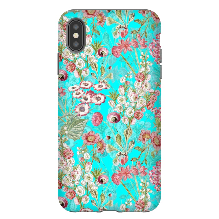 iPhone Xs Max StrongFit White & Pink Flowers on Teal by  Utart