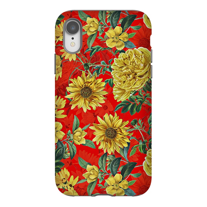 iPhone Xr StrongFit Sunflowers and Roses on Red by  Utart