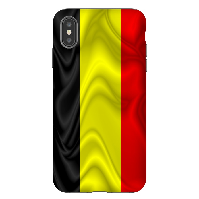 iPhone Xs Max StrongFit Belgium Flag Waving Silk Satin Fabric by BluedarkArt