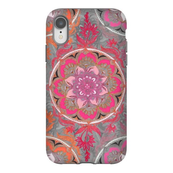 iPhone Xr StrongFit Hot Pink, Magenta and Orange Super Boho Medallions by Micklyn Le Feuvre