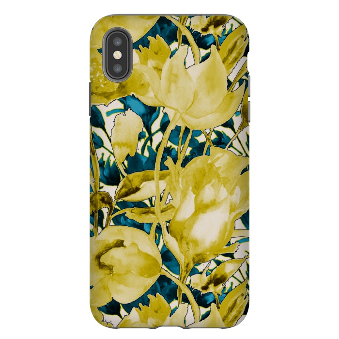 iPhone Xs Max StrongFit Yellow watercolour floral by Kashmira Baheti