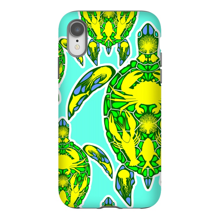 iPhone Xr StrongFit Sea Turtle Reef Marine Life Abstract Symbol Tattoo Style  by BluedarkArt