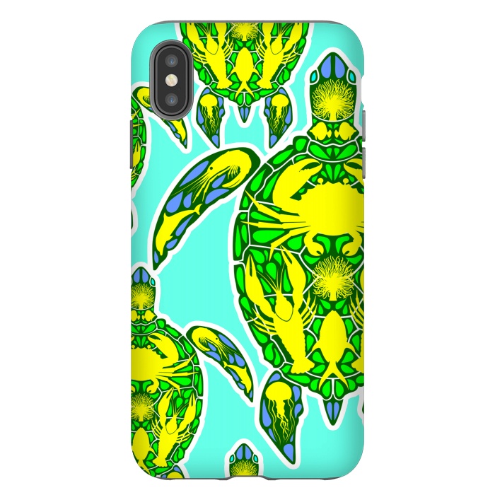 iPhone Xs Max StrongFit Sea Turtle Reef Marine Life Abstract Symbol Tattoo Style  by BluedarkArt