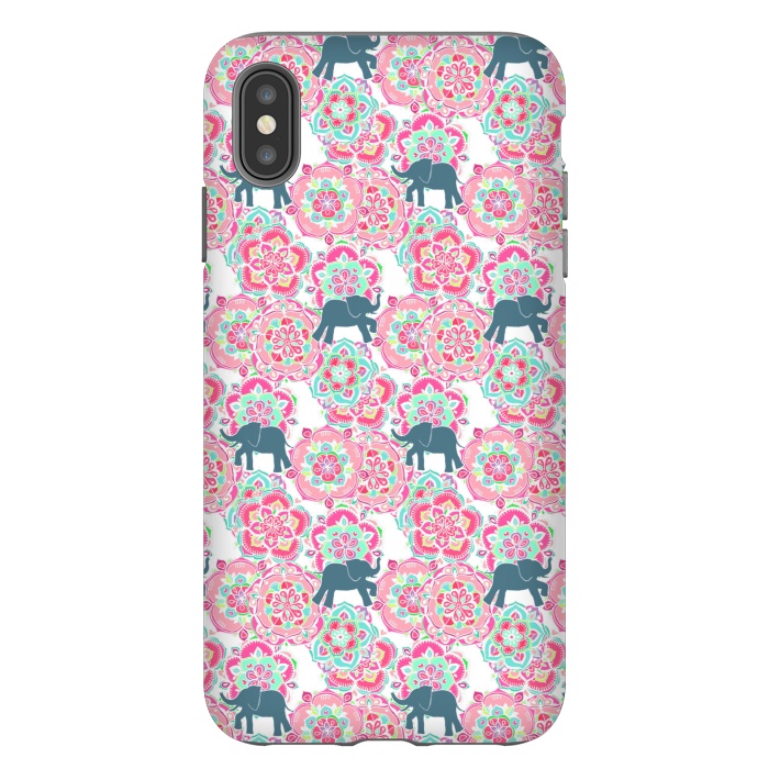 iPhone Xs Max StrongFit Tiny Elephants in Fields of Flowers by Micklyn Le Feuvre