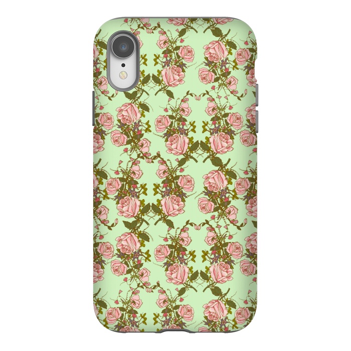 iPhone Xr StrongFit Vintage Rosy Floral by Quirk It Up