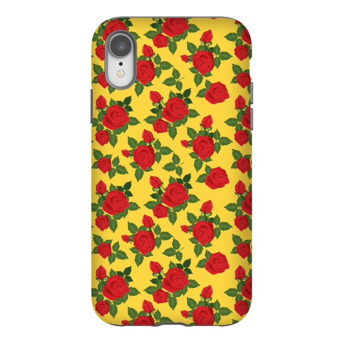 iPhone Xr StrongFit Vintage Rosy Floral-Yellow by Quirk It Up