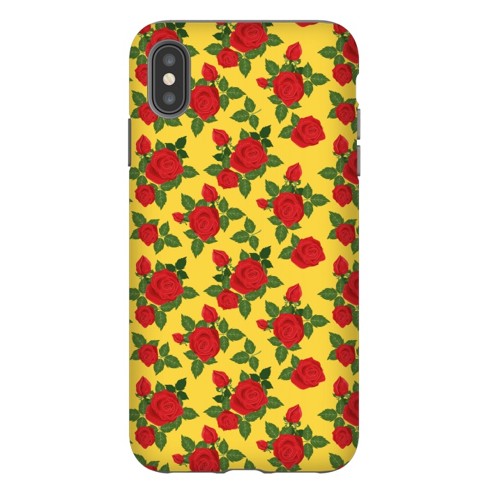 iPhone Xs Max StrongFit Vintage Rosy Floral-Yellow by Quirk It Up
