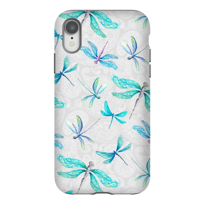 iPhone Xr StrongFit Dragonflies on Paisley by gingerlique