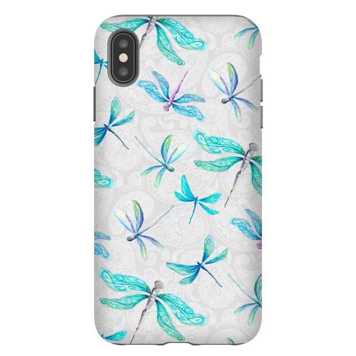 iPhone Xs Max StrongFit Dragonflies on Paisley by gingerlique