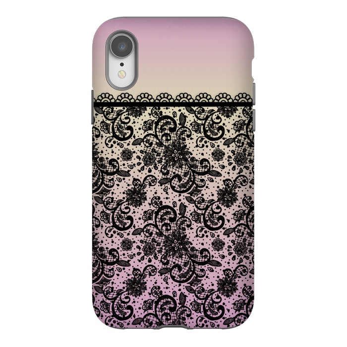 iPhone Xr StrongFit Black lace Purple Ombre by Quirk It Up