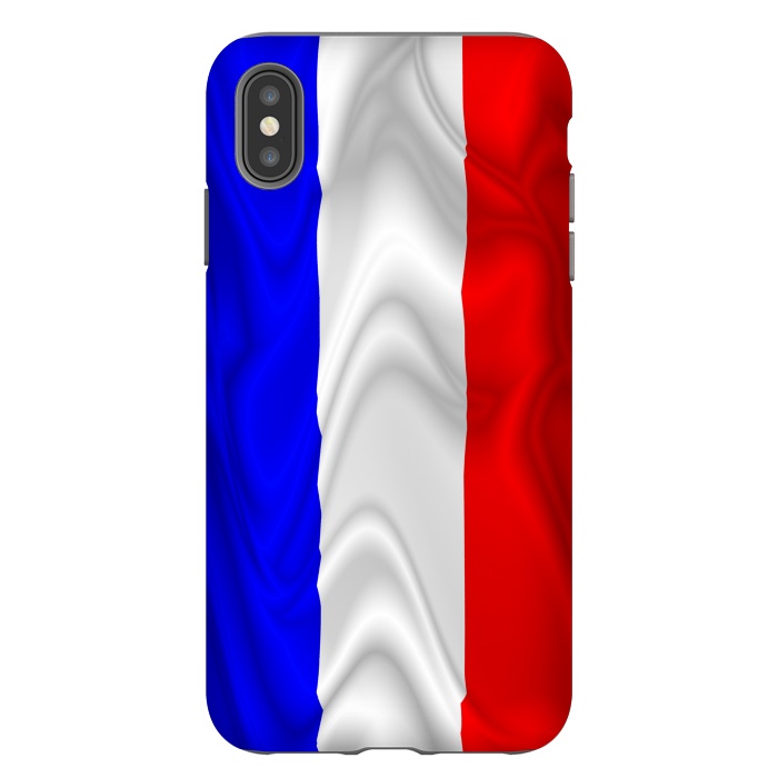iPhone Xs Max StrongFit France Flag Waving Digital Silk Satin Fabric  by BluedarkArt