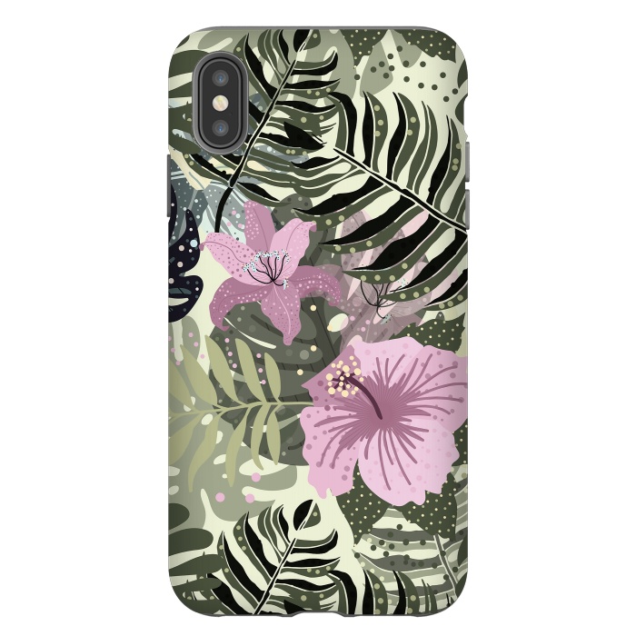 iPhone Xs Max StrongFit Pastel Green Pink Aloha Tropical Jungle by  Utart
