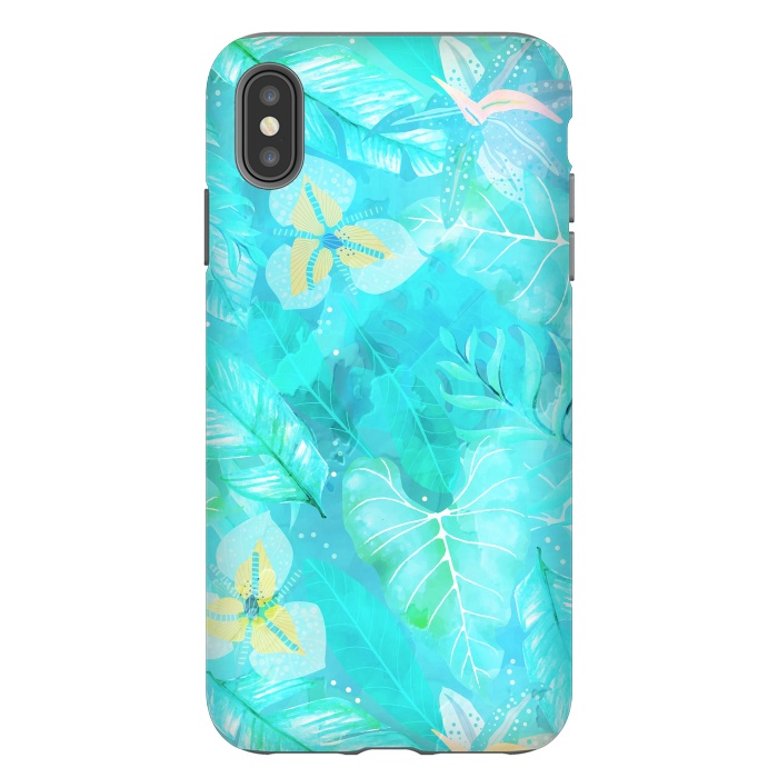 iPhone Xs Max StrongFit Teal Aloha Jungle by  Utart