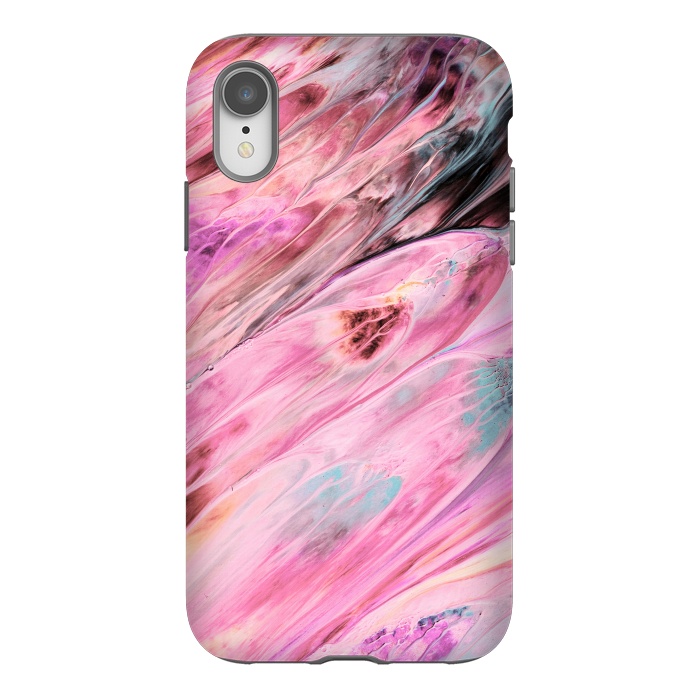 iPhone Xr StrongFit Pink and Black Ink Marble by  Utart