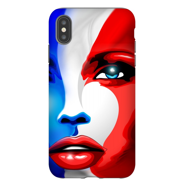 iPhone Xs Max StrongFit France Flag Beautiful Girl Portrait by BluedarkArt