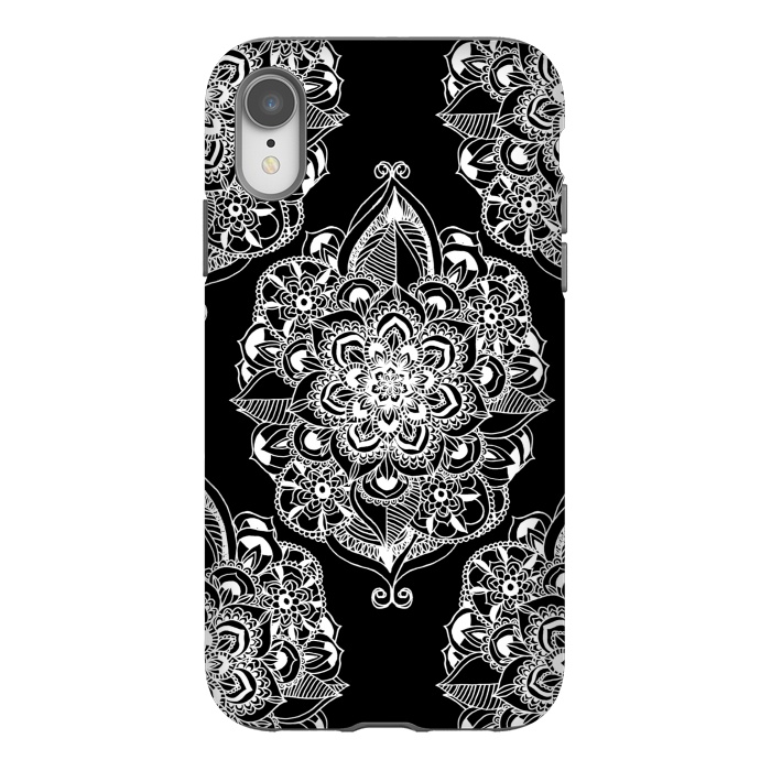 iPhone Xr StrongFit Black & White Graphic Mandala Diamonds by Tangerine-Tane
