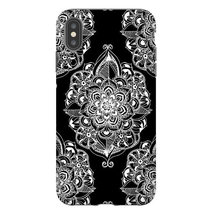 iPhone Xs Max StrongFit Black & White Graphic Mandala Diamonds by Tangerine-Tane