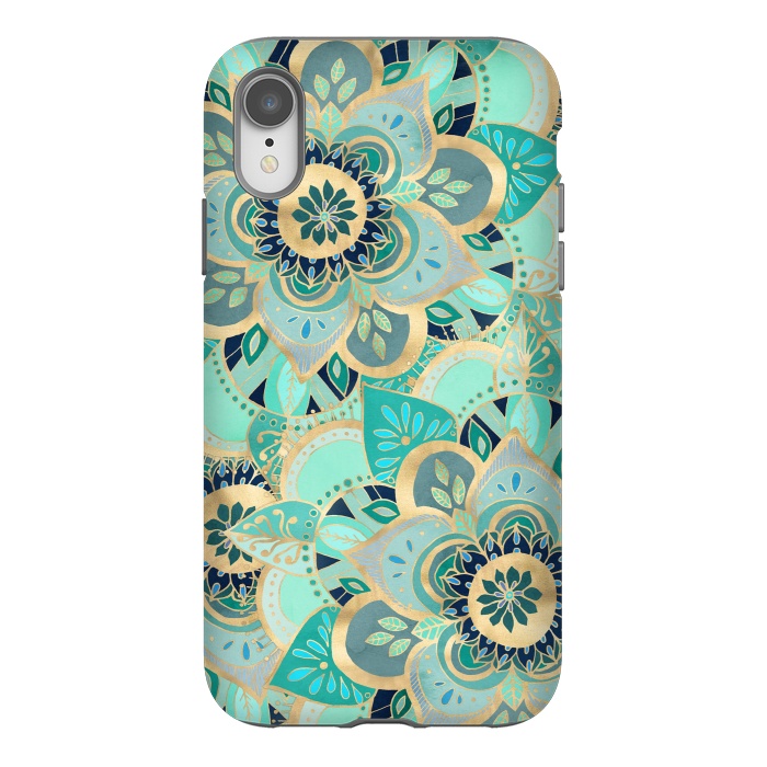 iPhone Xr StrongFit Emerald and Gold Mandalas by Tangerine-Tane