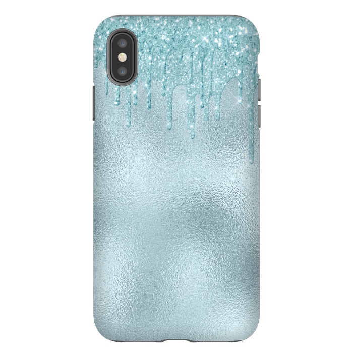 iPhone Xs Max StrongFit Ice Blue Glitter Droplets on Metal Foil by  Utart