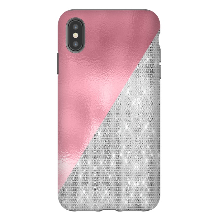 iPhone Xs Max StrongFit Pink Silver Glitter  by Alemi