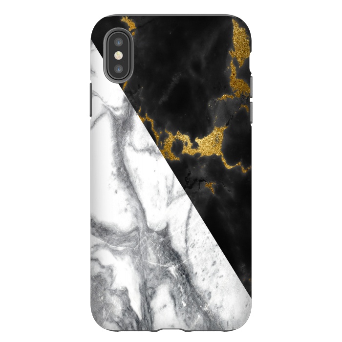 iPhone Xs Max StrongFit Marble Black White Gold Geometric by Alemi