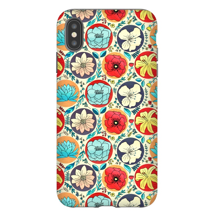 iPhone Xs Max StrongFit Polka Dot Floral On Cream by Tigatiga