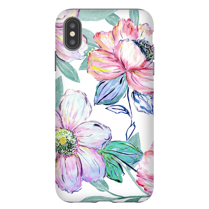 iPhone Xs Max StrongFit Romantic watercolor flowers hand paint design by InovArts