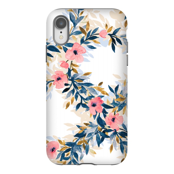 iPhone Xr StrongFit Fresh Pink Watercolor Floral Wreaths by Micklyn Le Feuvre