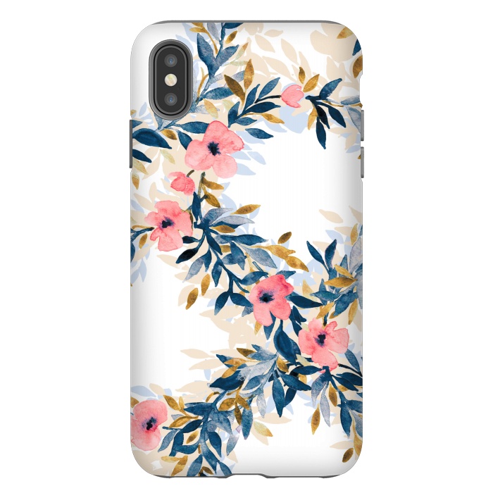 iPhone Xs Max StrongFit Fresh Pink Watercolor Floral Wreaths by Micklyn Le Feuvre