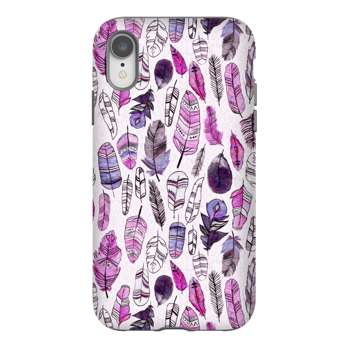 iPhone Xr StrongFit Purple Feathers  by Tigatiga