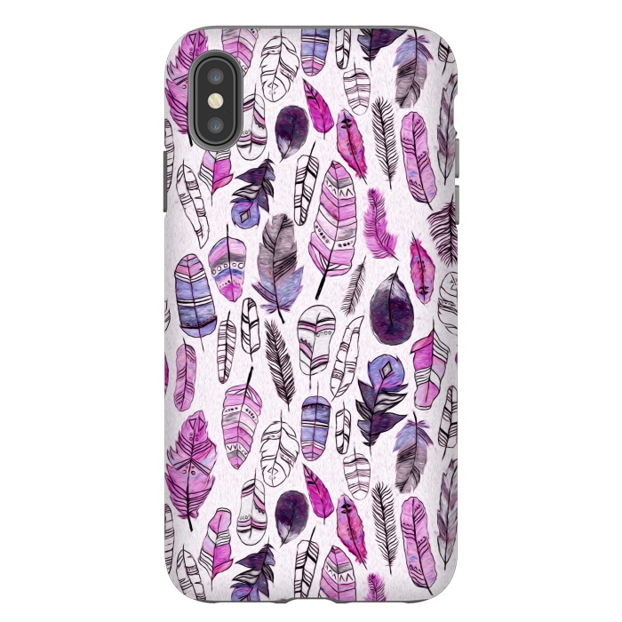 iPhone Xs Max StrongFit Purple Feathers  by Tigatiga