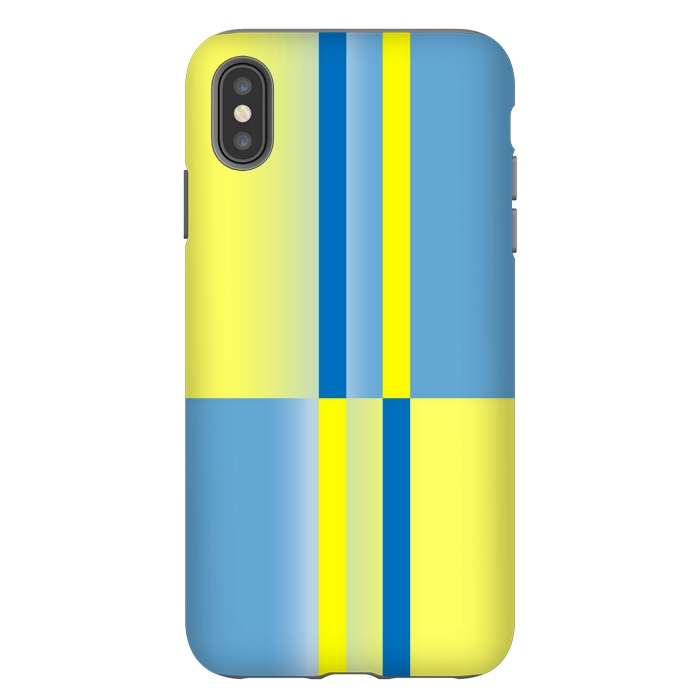 iPhone Xs Max StrongFit yellow blue lines pattern by MALLIKA