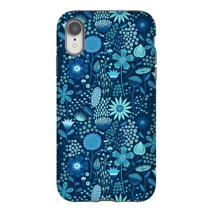 iPhone Xr StrongFit Celebration Floral Blue by Portia Monberg