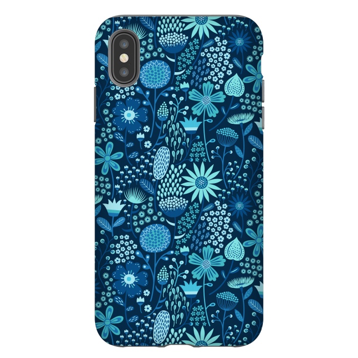 iPhone Xs Max StrongFit Celebration Floral Blue by Portia Monberg