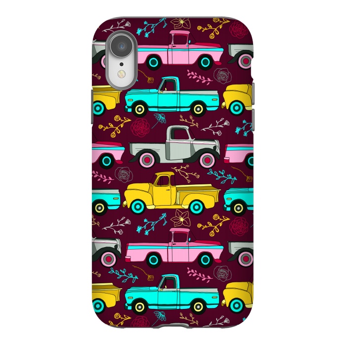 iPhone Xr StrongFit Floral Vintage Trucks  by Tigatiga