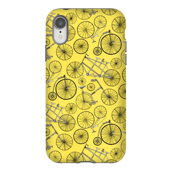 iPhone Xr StrongFit Vintage Bicycles on Yellow  by Tigatiga