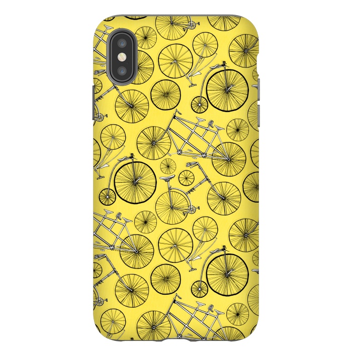 iPhone Xs Max StrongFit Vintage Bicycles on Yellow  by Tigatiga