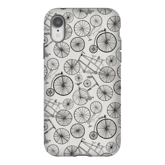 iPhone Xr StrongFit Vintage Bicycles on Grey  by Tigatiga