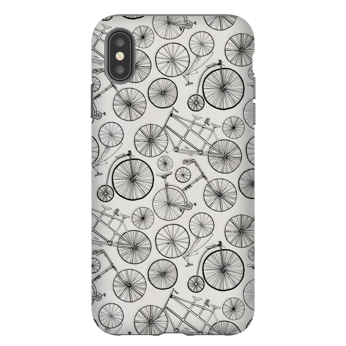 iPhone Xs Max StrongFit Vintage Bicycles on Grey  by Tigatiga