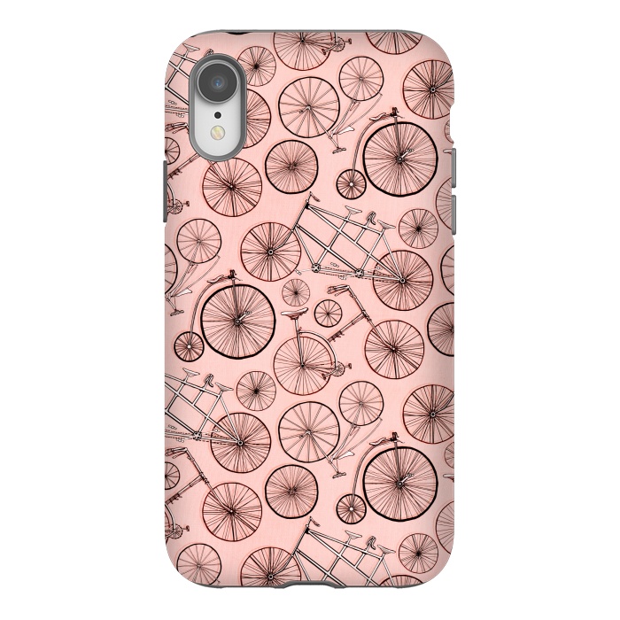 iPhone Xr StrongFit Vintage Bicycles on Pink by Tigatiga