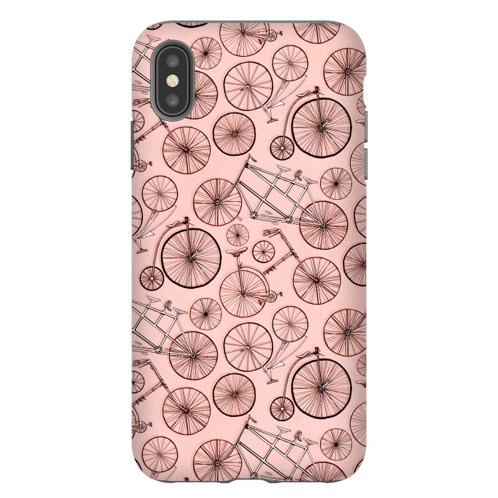 iPhone Xs Max StrongFit Vintage Bicycles on Pink by Tigatiga