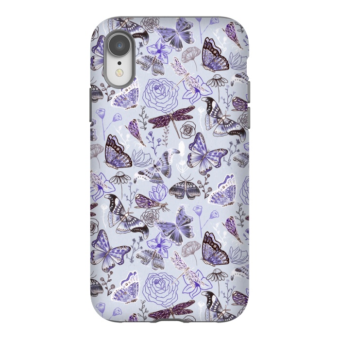 iPhone Xr StrongFit Pale Butterflies, Dragonflies and Moths  by Tigatiga