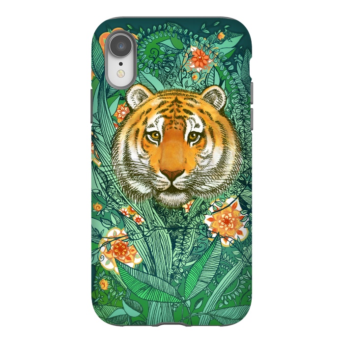 iPhone Xr StrongFit Tiger Tangle in Color by Micklyn Le Feuvre