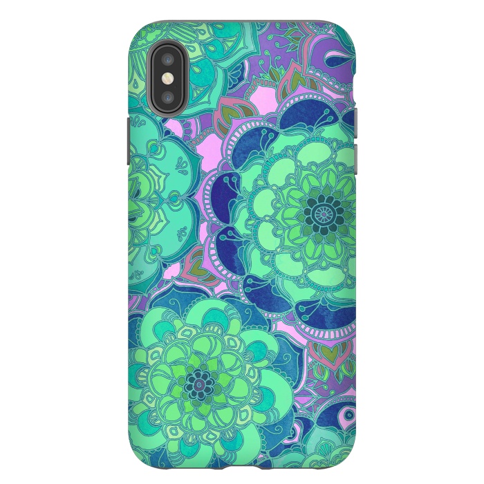 iPhone Xs Max StrongFit Fantasy Flowers in Mint Green & Purple 2 by Micklyn Le Feuvre