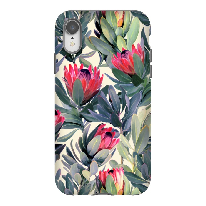 iPhone Xr StrongFit Painted Protea Pattern by Micklyn Le Feuvre